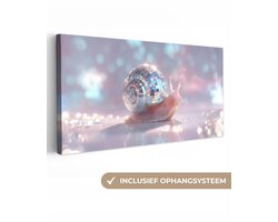 Canvas schilderij 100x50 cm - Wanddecoratie Slak - Disco - Mozaïek - Blauw - Muurdecoratie woonkamer - Slaapkamer decoratie - Kamer accessoires - Schilderijen op canvas