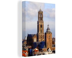 Canvas schilderij 120x160 cm - Wanddecoratie Domtoren - Wolken - Utrecht - Muurdecoratie woonkamer - Slaapkamer decoratie - Kamer accessoires - Schilderijen