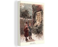 Canvas schilderij 120x160 cm - Wanddecoratie Portret Kerst - Winter - Vintage - Muurdecoratie woonkamer - Slaapkamer decoratie - Kamer accessoires - Schilderijen - Kerstdecoratie voor Binnen - Kerstdecoratie Woonkamer - Kerstdecoratie in Huis