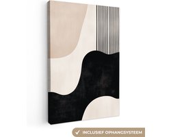 Canvas schilderij 120x180 cm - Exclusieve wanddecoratie Abstract - Japandi - Beige - Modern - Muurdecoratie woonkamer - Slaapkamer decoratie - Kamer accessoires - Schilderijen op canvas