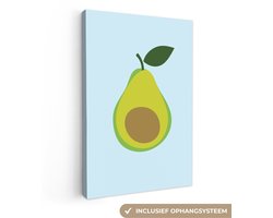 Canvas schilderij 120x180 cm - Exclusieve wanddecoratie Avocado - Illustratie - Groene - Vrucht - Muurdecoratie woonkamer - Slaapkamer decoratie - Kamer accessoires - Schilderijen op canvas