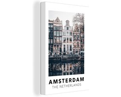 Canvas schilderij 120x180 cm - Wanddecoratie Amsterdam - Nederland - Huizen - Muurdecoratie woonkamer - Slaapkamer decoratie - Kamer accessoires - Schilderijen