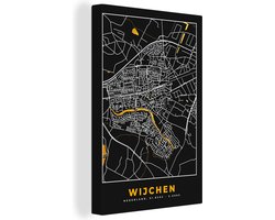 Canvas schilderij 120x180 cm - Wanddecoratie Wijchen - Black and Gold - Stadskaart - Plattegrond - Kaart - Muurdecoratie woonkamer - Slaapkamer decoratie - Kamer accessoires - Schilderijen