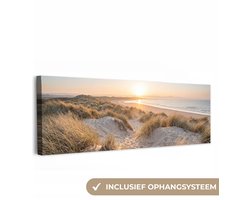 Canvas schilderij 120x40 cm - Exclusieve wanddecoratie Duinen - Strand - Zee - Muurdecoratie woonkamer - Slaapkamer decoratie - Kamer accessoires - Schilderijen op canvas