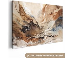 Canvas schilderij 120x80 cm - Abstract beige schilderij - Kamer decoratie accessoires - Schilderijen woonkamer - Wanddecoratie slaapkamer - Muurdecoratie keuken - Wanddoek interieur binnen - Woondecoratie huis - Verf kunst
