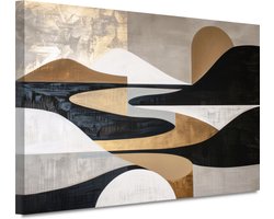Canvas schilderij 120x80 cm - Abstracte kunst - Minimalistisch wanddecoratie - Landschap - Japandi - Canvas schilderijen woonkamer - Woonaccessoires - Kamer decoratie