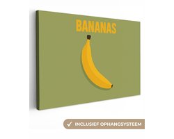 Canvas schilderij 120x80 cm - Exclusieve wanddecoratie Banaan - Minimalistisch - Geel - Muurdecoratie woonkamer - Slaapkamer decoratie - Kamer accessoires - Schilderijen op canvas