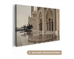 Canvas schilderij 120x80 cm - Exclusieve wanddecoratie Gouden details - Marmer - Islamitisch - Muurdecoratie woonkamer - Slaapkamer decoratie - Kamer accessoires - Schilderijen op canvas