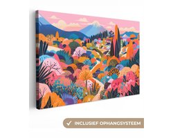 Canvas schilderij 120x80 cm - Exclusieve wanddecoratie Witte bergtop - Modern - Kleurrijk - Muurdecoratie woonkamer - Slaapkamer decoratie - Kamer accessoires - Schilderijen op canvas