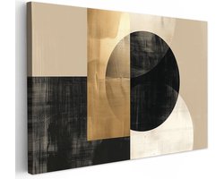 Canvas schilderij 120x80 cm - Wanddecoratie Abstract - Modern - Zwart - Goud - Muurdecoratie woonkamer - Kamer decoratie modern - Abstracte schilderijen - Kerstcadeau - Sinterklaas cadeau voor vrouwen