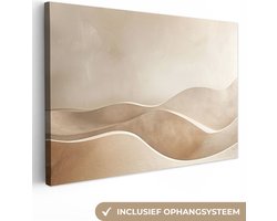 Canvas schilderij 120x80 cm - Wanddecoratie Beige - Natuur - Abstract - Modern - Muurdecoratie woonkamer - Kamer decoratie modern - Abstracte schilderijen