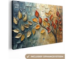 Canvas schilderij 120x80 cm - Wanddecoratie Boom - Abstract - Natuur - Kunst - Muurdecoratie woonkamer - Kamer decoratie modern - Abstracte schilderijen