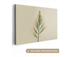 Canvas schilderij 120x80 cm - Wanddecoratie Dennentak - Naaldvormige bladeren - Lichtgroen - Muurdecoratie woonkamer - Slaapkamer decoratie - Kamer accessoires - Schilderijen op canvas