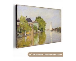 Canvas schilderij 120x80 cm - Wanddecoratie Huizen aan de Achterzaan - Schilderij van Claude Monet - Muurdecoratie woonkamer - Slaapkamer decoratie - Kamer accessoires - Schilderijen op canvas
