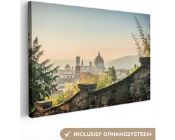 Canvas schilderij 120x80 cm - Wanddecoratie Italië - Stad - Florence - Muur - Muurdecoratie woonkamer - Slaapkamer decoratie - Kamer accessoires - Schilderijen op canvas