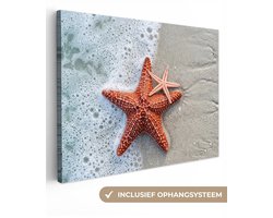 Canvas schilderij 120x90 cm - Exclusieve wanddecoratie Zeester - Strand - Zee - Muurdecoratie woonkamer - Slaapkamer decoratie - Kamer accessoires - Schilderijen op canvas