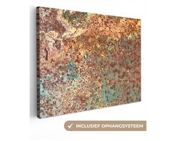Canvas schilderij 120x90 cm - Wanddecoratie Kleuren - Metaal - Roest - Structuur - Abstract - Muurdecoratie woonkamer - Slaapkamer decoratie - Kamer accessoires - Schilderijen op canvas