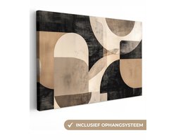Canvas schilderij 140x90 cm - Exclusieve wanddecoratie Abstract - Vormen - Modern - Beige - Muurdecoratie woonkamer - Slaapkamer decoratie - Kamer accessoires - Schilderijen op canvas