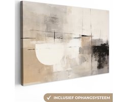 Canvas schilderij 140x90 cm - Wanddecoratie Abstract - Kunst - Grijs - Muurdecoratie woonkamer - Kamer decoratie modern - Abstracte schilderijen