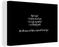 Canvas schilderij 140x90 cm - Wanddecoratie Papa's recept - Koken - Spreuken - Quotes - Vader - Muurdecoratie woonkamer - Slaapkamer decoratie - Kamer accessoires - Schilderijen