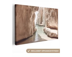 Canvas schilderij 140x90 cm - Wanddecoratie Rotsen - Zee - Zand - Kloof - Muurdecoratie woonkamer - Slaapkamer decoratie - Kamer accessoires - Schilderijen op canvas