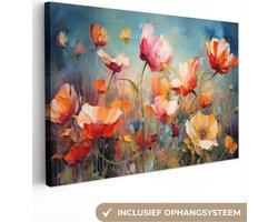 Canvas schilderij 150x100 cm - Wanddecoratie Bloemen - Watercolor - Kunst - Botanisch - Natuur - Muurdecoratie woonkamer - Slaapkamer decoratie - Kamer accessoires - Schilderijen op canvas
