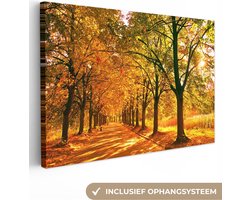 Canvas schilderij 150x100 cm - Wanddecoratie Bos - Herfst - Seizoenen - Landelijk - Muurdecoratie woonkamer - Slaapkamer decoratie - Kamer accessoires - Schilderijen