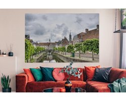 Canvas schilderij 150x100 cm - Wanddecoratie Gracht - Amersfoort - Boom - Muurdecoratie woonkamer - Slaapkamer decoratie - Kamer accessoires - Schilderijen