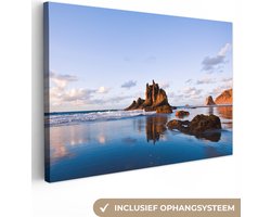 Canvas schilderij 150x100 cm - Wanddecoratie Het rotsachtige water bij Benijos Tenerife Spanje - Muurdecoratie woonkamer - Slaapkamer decoratie - Kamer accessoires - Schilderijen