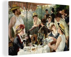 Canvas schilderij 150x100 cm - Wanddecoratie Lunch van de roeiers - Schilderij van Pierre-Auguste Renoir - Muurdecoratie woonkamer - Slaapkamer decoratie - Kamer accessoires - Schilderijen