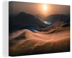 Canvas schilderij 150x100 cm - Wanddecoratie Oase in de woestijn - Muurdecoratie woonkamer - Slaapkamer decoratie - Kamer accessoires - Schilderijen