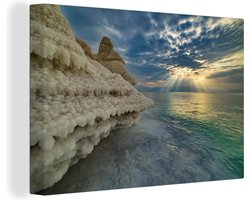 Canvas schilderij 150x100 cm - Wanddecoratie Zoutformaties - Dode Zee - Midden-Oosten - Muurdecoratie woonkamer - Slaapkamer decoratie - Kamer accessoires - Schilderijen