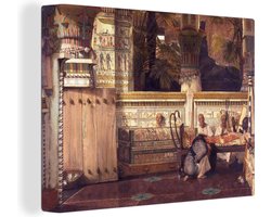 Canvas schilderij 160x120 cm - Wanddecoratie De Egyptische weduwe - Lawrence Alma Tadema - Muurdecoratie woonkamer - Slaapkamer decoratie - Kamer accessoires - Schilderijen