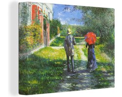 Canvas schilderij 160x120 cm - Wanddecoratie Hellende weg - Schilderij van Gustave Caillebotte - Muurdecoratie woonkamer - Slaapkamer decoratie - Kamer accessoires - Schilderijen