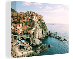 Canvas schilderij 160x120 cm - Wanddecoratie Italië - Zee - Cinque Terre - Muurdecoratie woonkamer - Slaapkamer decoratie - Kamer accessoires - Schilderijen