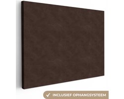 Canvas schilderij 160x120 cm - Wanddecoratie Leer - Bruin - Dierenhuid - Muurdecoratie woonkamer - Slaapkamer decoratie - Kamer accessoires - Schilderijen