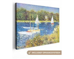 Canvas schilderij 160x120 cm - Wanddecoratie The Seine at argenteuil - Schilderij van Claude Monet - Muurdecoratie woonkamer - Slaapkamer decoratie - Kamer accessoires - Schilderijen op canvas