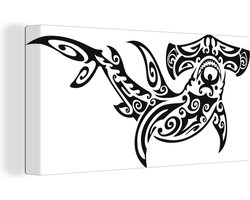Canvas schilderij 160x80 cm - Wanddecoratie Een abstracte illustratie van een hamerhaai - Muurdecoratie woonkamer - Slaapkamer decoratie - Kamer accessoires - Schilderijen