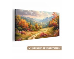 Canvas schilderij 160x80 cm - Wanddecoratie Landschap - Illustratie - Natuur - Muurdecoratie woonkamer - Slaapkamer decoratie - Kamer accessoires - Schilderijen op canvas