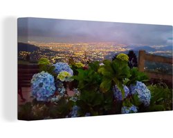 Canvas schilderij 160x80 cm - Wanddecoratie Uitzicht op de stad San José in Costa Rica - Muurdecoratie woonkamer - Slaapkamer decoratie - Kamer accessoires - Schilderijen