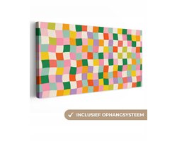 Canvas schilderij 160x80 cm - Wanddecoratie Vierkanten - Kleurrijk - Golvend - Muurdecoratie woonkamer - Slaapkamer decoratie - Kamer accessoires - Schilderijen op canvas