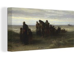 Canvas schilderij 160x80 cm - Wanddecoratie Vissers met een verdronken man - schilderij van Jozef Israëls - Muurdecoratie woonkamer - Slaapkamer decoratie - Kamer accessoires - Schilderijen