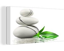 Canvas schilderij 160x80 cm - Wanddecoratie Zen stenen in het water - Muurdecoratie woonkamer - Slaapkamer decoratie - Kamer accessoires - Schilderijen