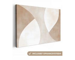 Canvas schilderij 180x120 cm - Exclusieve wanddecoratie Bruin - Japandi - Abstract - Muurdecoratie woonkamer - Slaapkamer decoratie - Kamer accessoires - Schilderijen op canvas