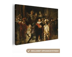 Canvas schilderij 180x120 cm - Wanddecoratie De Nachtwacht - Schilderij van Rembrandt van Rijn - Muurdecoratie woonkamer - Slaapkamer decoratie - Kamer accessoires - Schilderijen op canvas