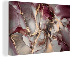 Canvas schilderij 180x120 cm - Wanddecoratie Goud - Marmer - Paars - Muurdecoratie woonkamer - Slaapkamer decoratie - Kamer accessoires - Schilderijen op canvas