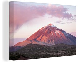 Canvas schilderij 180x120 cm - Wanddecoratie Roze lucht boven de Teide-vulkaan in het Nationaal park Teide - Muurdecoratie woonkamer - Slaapkamer decoratie - Kamer accessoires - Schilderijen