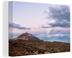 Canvas schilderij 180x120 cm - Wanddecoratie Teide vulkaan in het ochtendlicht in het Nationaal park Teide in Spanje - Muurdecoratie woonkamer - Slaapkamer decoratie - Kamer accessoires - Schilderijen