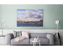 Canvas schilderij 180x120 cm - Wanddecoratie Uitzicht over het meer in het Nationaal park Lake District - Muurdecoratie woonkamer - Slaapkamer decoratie - Kamer accessoires - Schilderijen