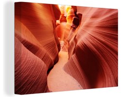 Canvas schilderij 180x120 cm - Wanddecoratie Wereldberoemde Antelope Canyon - Muurdecoratie woonkamer - Slaapkamer decoratie - Kamer accessoires - Schilderijen